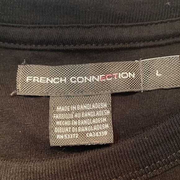 French Connection embroidered headphones black T-shirt, size large, guc - Picture 6 of 9